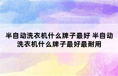 半自动洗衣机什么牌子最好 半自动洗衣机什么牌子最好最耐用